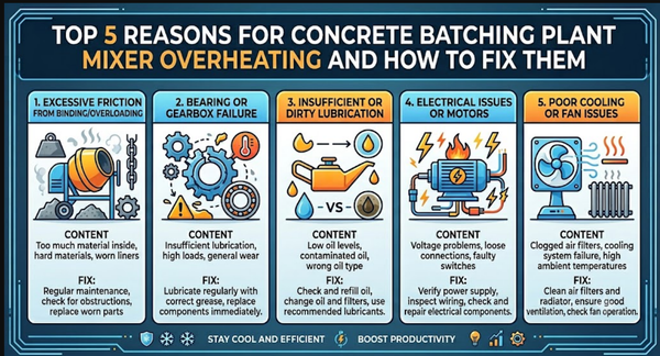 Top 5 Reasons for Concrete Batching Plant Mixer Overheating and How to Fix Them